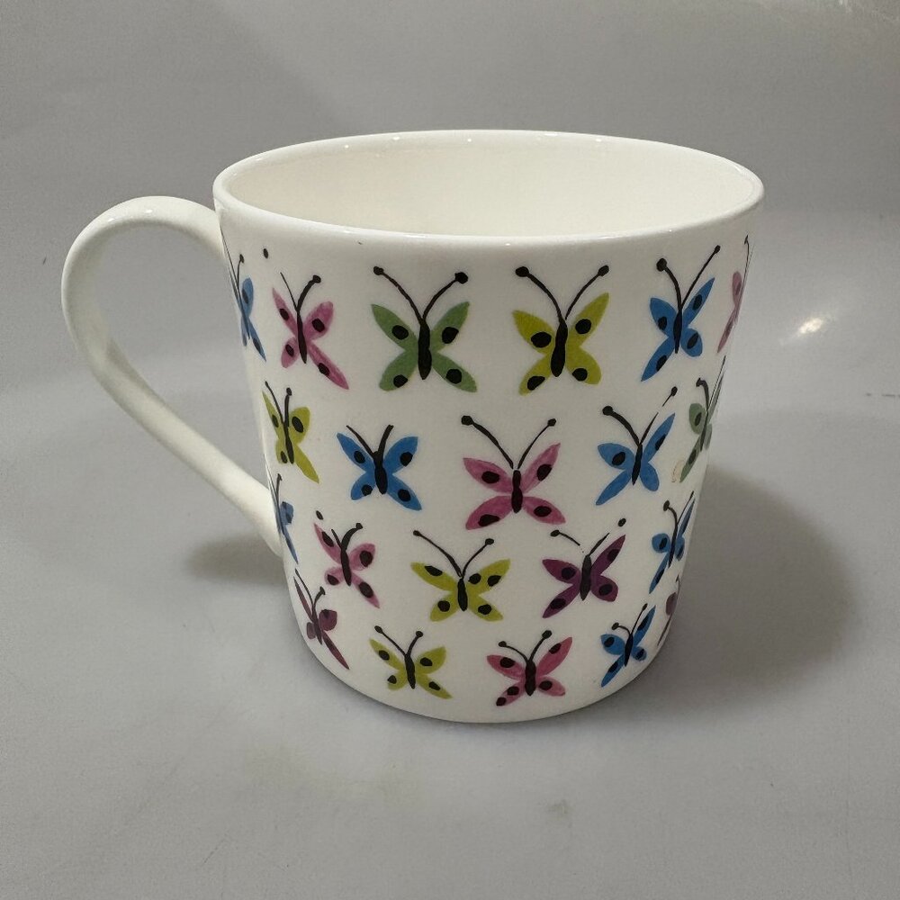 Rose of England Multi-Color Butterflies Bone China Mug 12 oz